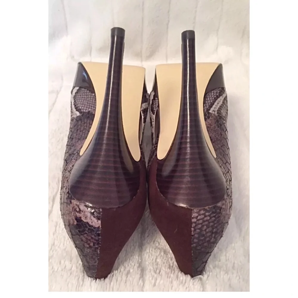 MARC FISHER Brwn Faux Snakeskin Platform Stilettos